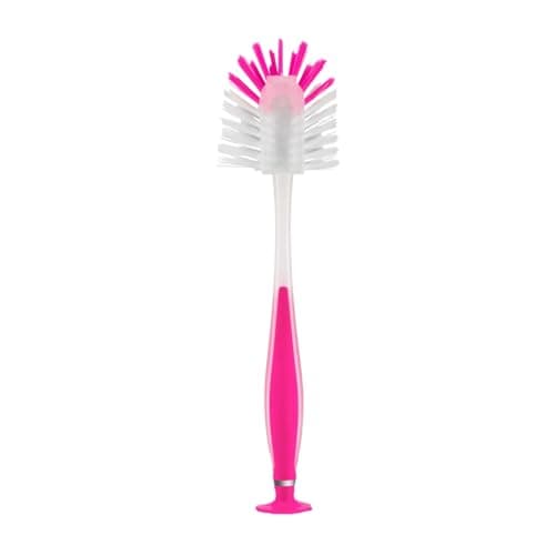 Image of HOMESHOPA Dish Brush with Suction Cup, Pink Washing-Up Kitchen Brush, Soft Grip Handle and Non-Scratch Bristles, Long Handle Durable Dish Cleaning Brush