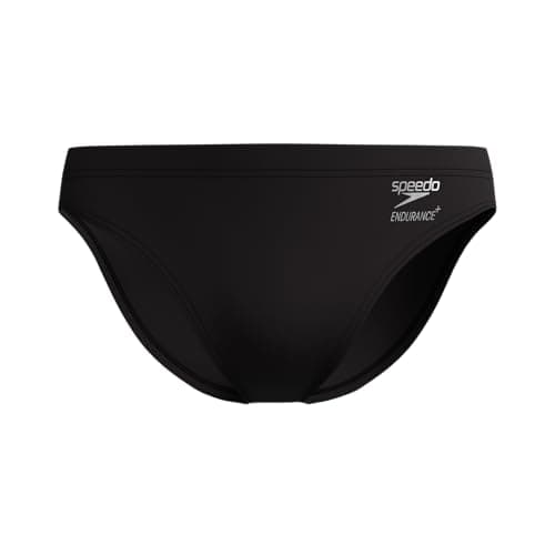 Image of Speedo Men's Solid Brief Endurance+ Swim Trunks Swimmers Black Size 38