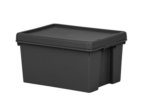 Image of Wham Bam Storage Box Boxes With Lids Plastic Black Heavy Duty Recycled Home NEW (16L)