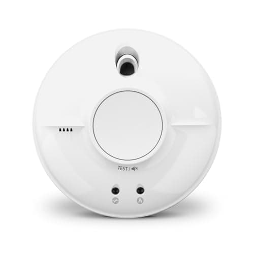 Image of FireAngel Mains Smoke Alarm - SW1-R Mains Powered Optical Smoke Detector with Backup Battery - Wired, Interlinked Smoke Alarms for Home with Test Button and LED Indicators - White