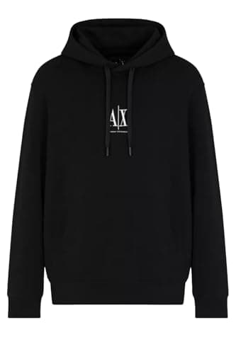 Image of Armani Exchange Men's, Icon project, embroidered logo Hooded Sweatshirt, Black, L