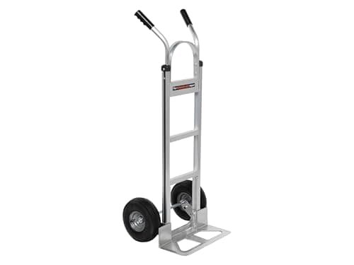 Image of The Workplace Depot Industrial Sack Truck – Lightweight Aluminium Construction with 300kg Load Capacity, Pneumatic Rubber Wheels, Ergonomic H Handle – Heavy Duty Trolley for Warehouses & Offices