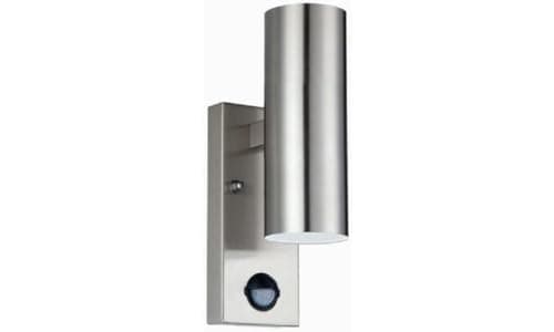 Image of Luceco Stainless Steel Exterior Decorative Gu10 Up or Down Wall Light with Pir Motion Sensor - Ip44