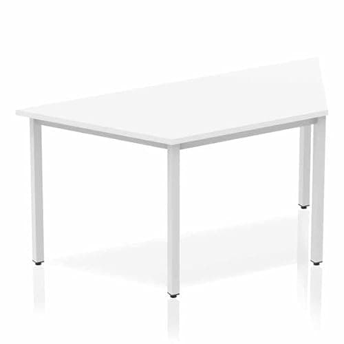 Image of DYNAMIC Trapezoidal Table White MFC Box Frame Leg Silver Frame Impulse 1600 x 800 x 725mm