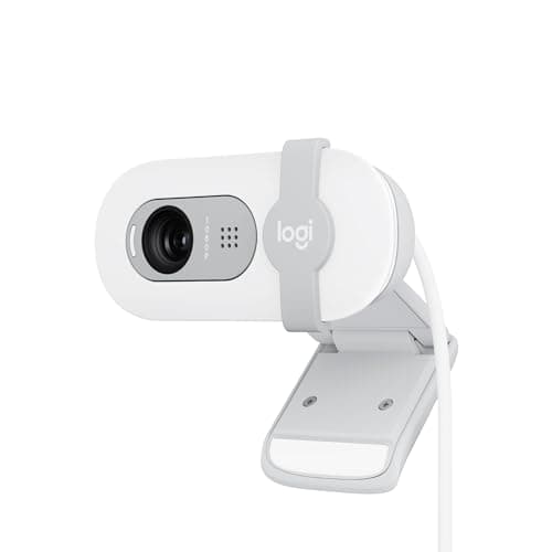 Image of Logitech Brio 100 Full HD Webcam for Meetings and Streaming, Auto-Light Balance, Built-In Mic, Privacy Shutter, USB-A, for Microsoft Teams, Google Meet, Zoom and More - White