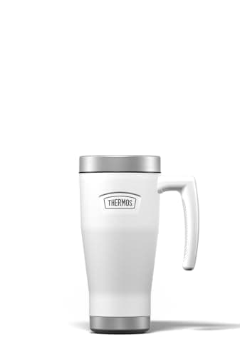 Image of Thermos - Icon Ice White Travel Mug (470ml), Reusable Insulated Stainless Steel Coffee Cup for Hot or Cold Drinks, Vacuum Sealed Water Flask with a Leak-Proof Lid, 7hr Hot/22hr Cold
