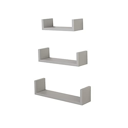 Image of Core Products, Hudson 3 "U" Shaped Floating Shelf Kit - Light Grey