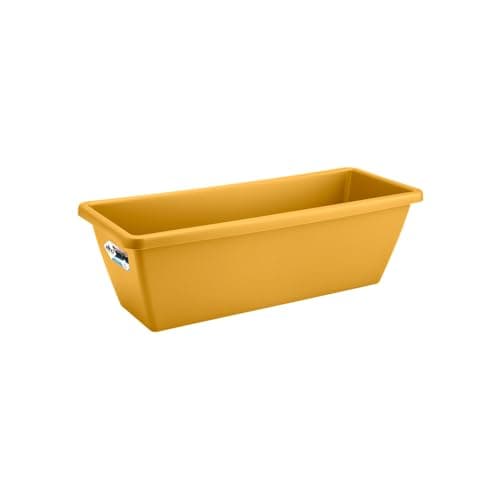 Image of elho Barcelona Trough 50 - Planter for Balcony & Outdoor - Ø 49.8 x H 16.0 cm - Yellow/Honey Yellow