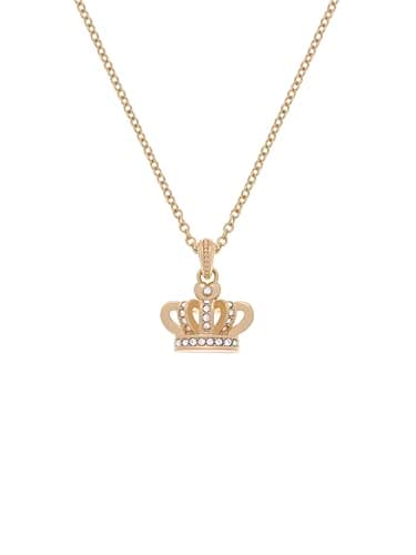 Image of Juicy Couture Crystal Icon Crown Pendant Necklace for Women (Gold/Clear Crystal)