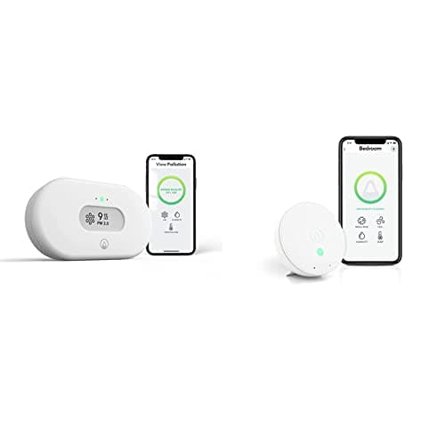 Image of Airthings View Pollution & Wave Mini - Multi Room Air Pollution Monitor with Particulate Matter (PM 2.5), Humidity & Temperature Detector, Mobile APP, WiFi , Alerts & Notifications
