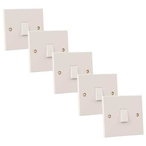 Image of WK Electrical - 13A Single Pole Switched Twin Plug Sockets (1 Gang 1 Way Switch - Pack in 5)