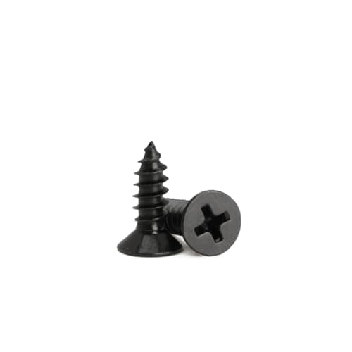 Image of KELUBATU M3 Carbon Steel Black Phillips Screws, Countersunk Head Wood Screws Self-Tapping for Furniture Repairing, Woodworking-M3 x 8 mm 100 Pcs