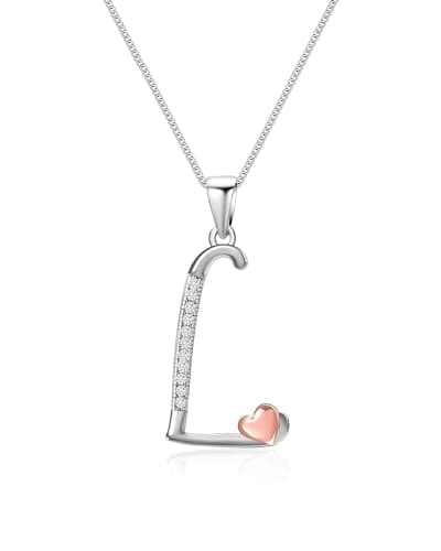 Image of Mesovor 925 Sterling Silver Initial Necklace for Women, Dainty Sterling Silver Letter Cubic Zirconia Necklace Jewelry Gifts for family Mother Sister Wife