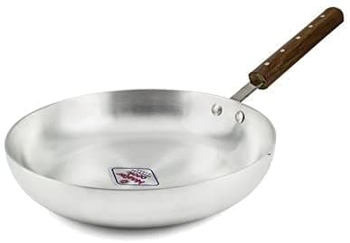 Image of Easy Shopping Master Cook Heavy Gauge Aluminium Frying Pan with Wooden Handle - Chef's Skillet for Curry, Restaurant, Catering & Home (28cm)