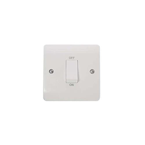Image of Click 45A 1 Gang Single Cooker Switch Double Pole With White Rocker White PVC