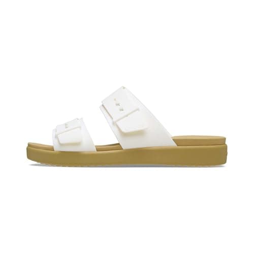 Image of Crocs Women Sandal,Brooklyn Buckle Low,Chalk/Tan,5 UK Women