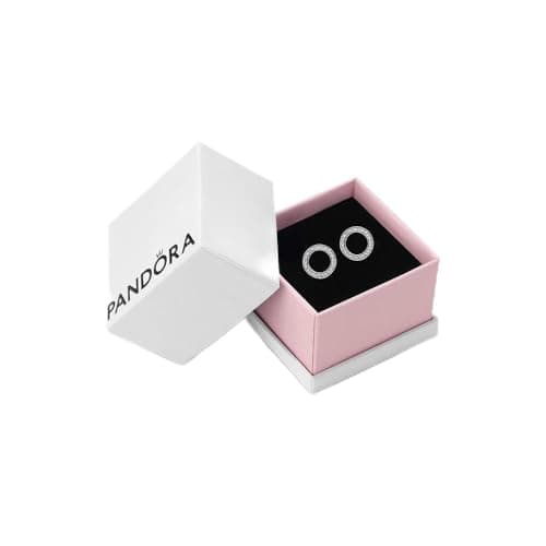 Image of Pandora Signature Women's Sterling Silver Forever Pandora Cubic Zirconia Stud Earrings, With Gift Box