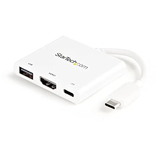 Image of StarTech.com USB-C to HDMI Adapter - White - 4K 30Hz - Thunderbolt 3 Compatible - with Power Delivery (USB PD) - USB C Dongle (CDP2HDUACPW)