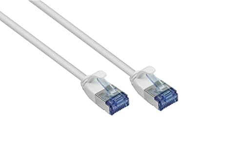 Image of Good Connections Cat 6A Slim patch cable - 0.15 m / 15 cm - U/FTP - 10 Gbit/s and 500MHz - COPPER conductor CU - halogen-free LSZH - RNS latch protection - thin network cable/LAN cable - WHITE