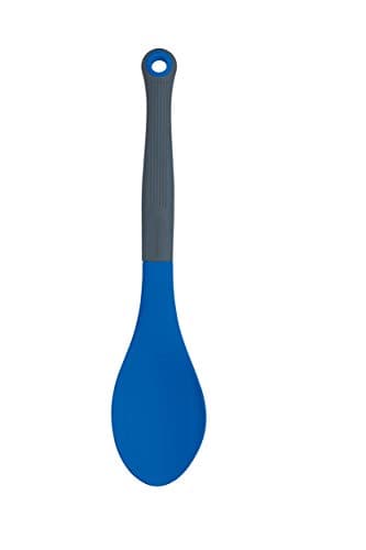 Image of Colourworks CWBRSPOONBLU Silicone Cooking with Built-in Measuring Spoon, Blueberry, 29 cm