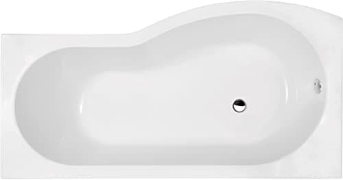 Image of Ceramica Bathroom P Shaped Left Hand Shower Bath Acrylic Gloss White Bathtub 1700 Modern