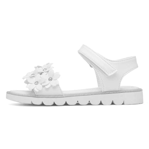 Image of Walkright Florian Girls White Flower Flat Sandal - Size 12 Child UK - White