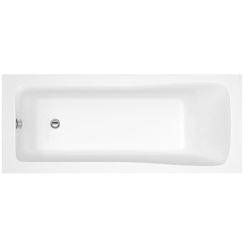 Image of iBathUK Standard Square Single Ended Bath, Modern Straight Edge Design, Compact Space-Saving Fit, Durable and Easy to Clean, Ideal for Contemporary Bathrooms in White Acrylic Tub, 1700x700mm