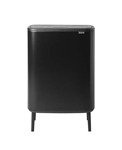 Image of Brabantia Bo Touch Bin Hi - 2 x 30L Inner Buckets (Matt Black) Large Waste/Recycling Kitchen Bin - Soft-touch