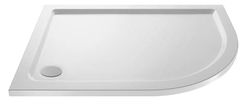 Image of Balterley 1000 x 900 mm Offset Quadrant Shower Tray Right Hand, Slimline Shower Trays, Durable Stone Resin Base Trays for Bathroom Enclosure Cubicle, Tray for Wetroom Showers (White)