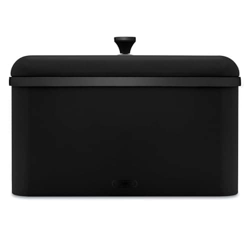 Image of Tower Sera Bread Bin Black and Smoked Trim, Stainless Steel