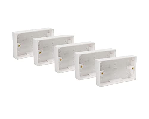 Image of Axiom Surface Mounted Back Box 25mm Wall Pattress Double 2 Gang Electrical Socket, White (5)