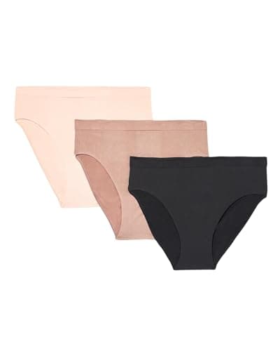 Image of Wacoal Women's B Smooth Hi Cut Brief Panty 3 Pack, Rose Dust, Deep Taupe, Black, S