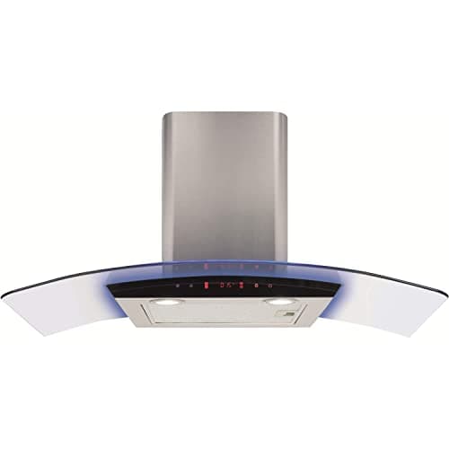 Image of CDA 90cm Curved Glass Chimney Hood with LED Edge Lighting - Stainless Steel