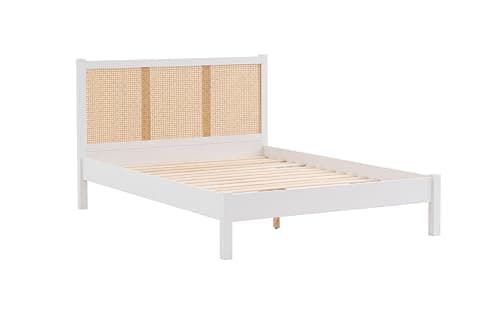 Image of King Size Rattan Bed Frame White Birlea Croxley 5FT King 150cm