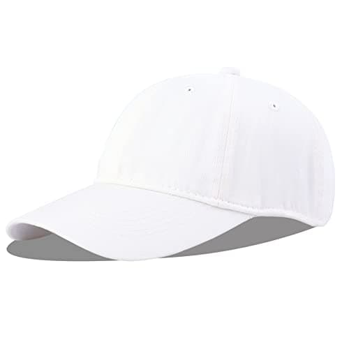 Image of LANGZHEN Unisex Vintage Washed Distressed Cotton Adjustable Solid Dad Hat,Washed Classic Baseball Cap for Men Women(White)