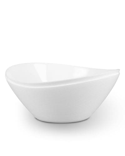 Image of LaGlint 66 OZ Large Salad Bowl Set of 2, 1.95L Opal Glass 10 inch Lightweight Serving Dishes for Salad, Fruit, Kitchen Microwave & Dishwasher Safe, Oval Shape White