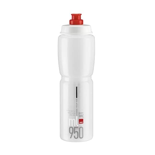 Image of ELITE Jet Eco Water Bottle Clear Red Logo – Sustainable Cycling Bottle with Eco-Design Technology – Lightweight & BPA-Free – 950ml – For Road Bike, MTB & Gravel Cycling