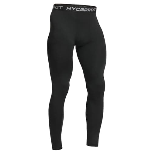 Image of HYCOPROT Men's Running Leggings Compression Trousers Athletic Tight Base Layer Pants for Workout Sports Yoga Basketball (Black, M)