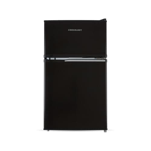 Image of Cookology UCFF87BK 47cm Freestanding under counter Small Fridge Freezer in Black - 87 Litre Capacity - 2 Doors - Adjustable Temperature Control - LED Light - 3 Star Freezer Rating