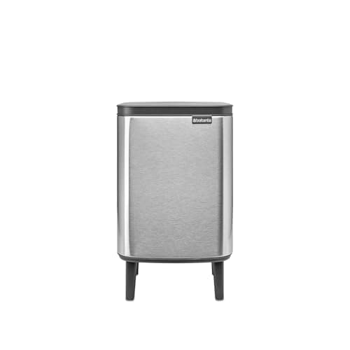 Image of Brabantia - Bo Waste Bin Hi 7L with Soft Close Lid, Removable Inner Bucket, and Transport Grip – Ideal for Bathroom, Bedroom, and Home Office – Matt Steel Fingerprint Proof