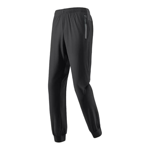 Image of Chino Trousers, Casual Trousers for Men, Lightweight Sports Trousers with Zip Pockets, Elastic Cuff Design for All-Day Comfort and Performance, Women's Fabric Trousers, Stretch, black, XL