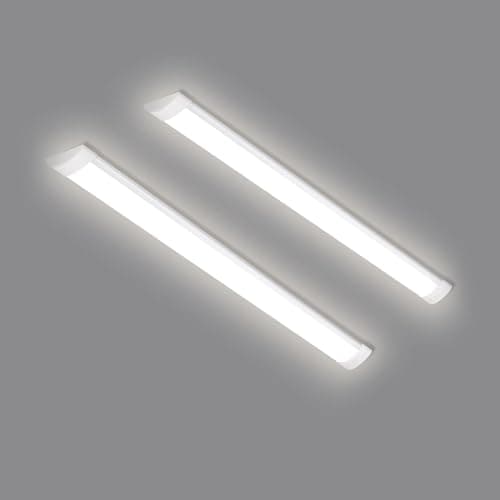 Image of HUMIGA 2 Pack 3FT LED Batten Light, 30W Slim Profile Wide Tube Lighting for Ceiling of Indoor Home Garage Shop Office, PC Body,Neutral White 4000K