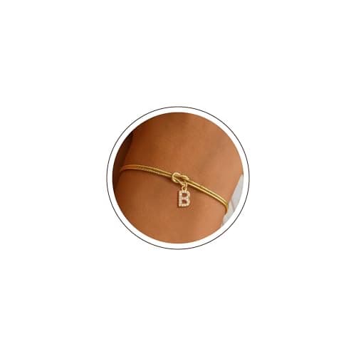 Image of RMMD Gold Bracelet for Women 18K Gold Plated Letter B Initial Bracelet Knot Infinity Charm Bracelets Gold Jewelry Jewellery Bridesmaid Gift Birthday Mothers Day Gifts for Mom Grandma