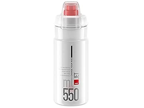 Image of ELITE Jet Plus Water Bottle Clear Red Logo – Large Capacity Cycling Bottle with Easy Squeeze Design – Lightweight & BPA-Free – 550ml – For Road Bike, MTB & Gravel Cycling