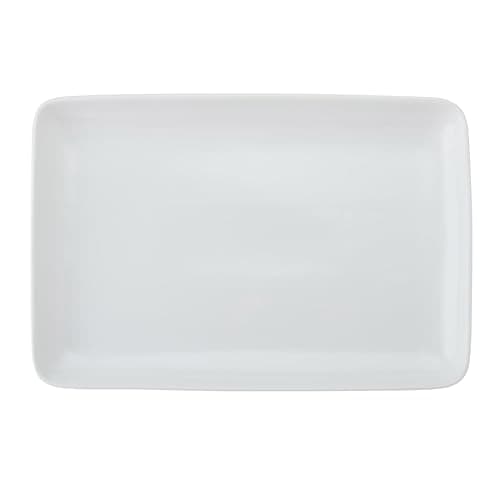 Image of MIKASA Chalk Rectangle White Porcelain Serving Platter, White Glossy Rectangular Plate, Ideal for Buffets, Appetisers, Desserts, Party Food, Dishwasher Safe, 33cm