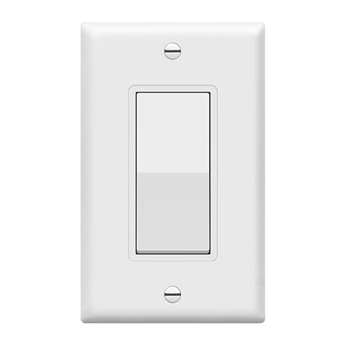 Image of ENERLITES Decorator Paddle Light Switch with Wall Plates, Wall Decora Switch, Single Pole, 3 Wire, Grounding Screw, Residential Grade, 15A 120V/277V, UL Listed, White