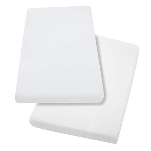 Image of Dudu N Girlie Next to Me Crib Fitted Sheets For Chicco | Next2me Fitted Sheets 51x85cm| Jersey Soft Bedsheet Hypoallergenic Elasticated Breathable Fitted Cot Sheets (Pack of 2, White)