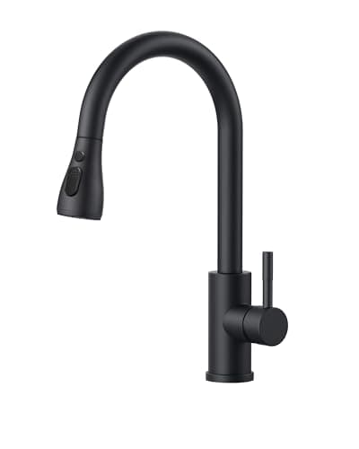 Image of FORIOUS Kitchen Tap, Kitchen Mixer Taps with Pull Out Sprayer, Swivel Single Handle High Arc Pull Down Stainless Steel Sink Faucet, Matte Black