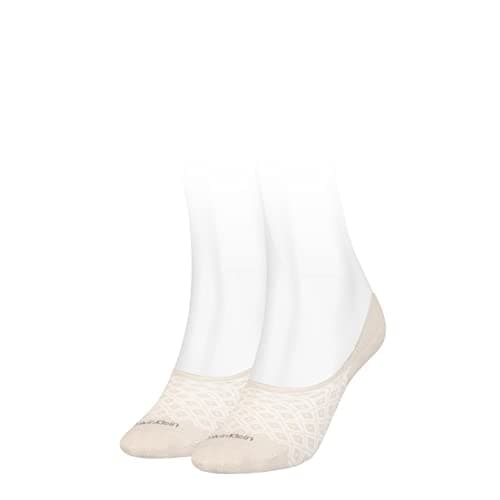Image of Calvin Klein Women's Diamond Open Work High Cut Footie Socks (Pack of 2), nude, One Size