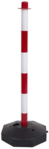 Image of Red & White Demarcation Safety Chain Barrier Post Pole with Base